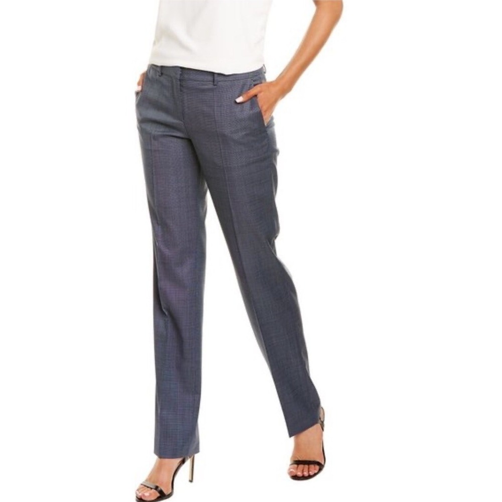 NWT Hugo Boss Pants Womens size 14 Blue Virgin Wool Straight Leg Trousers Career